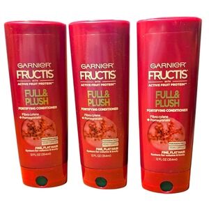 Garnier Fructis Full & Plush Fortifying Conditioner Lot of 3 Fine Flat Hair 12oz
